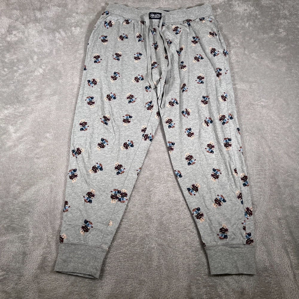 Polo Ralph Lauren Sleeping Jogger Pants Men's Large Gray Polo Bear AOP